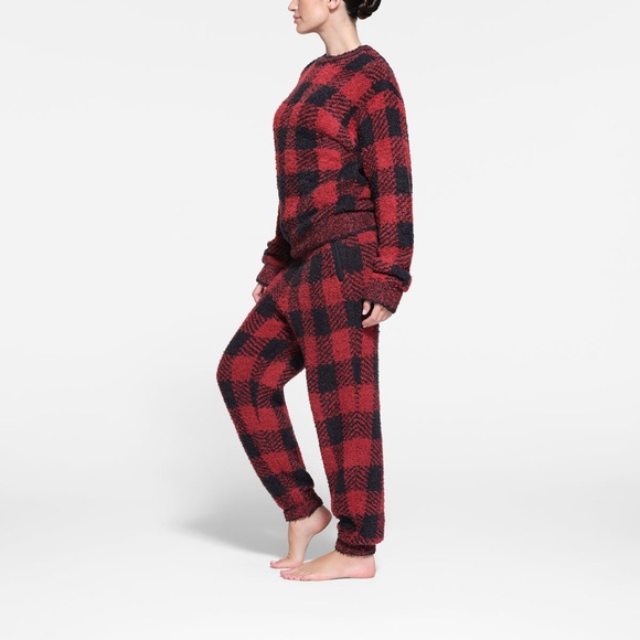 ♥️SKIMS COZY UNISEX JOGGERS BRICK BUFFALO CHECK S/M 2X/3X - Picture 3 of 7